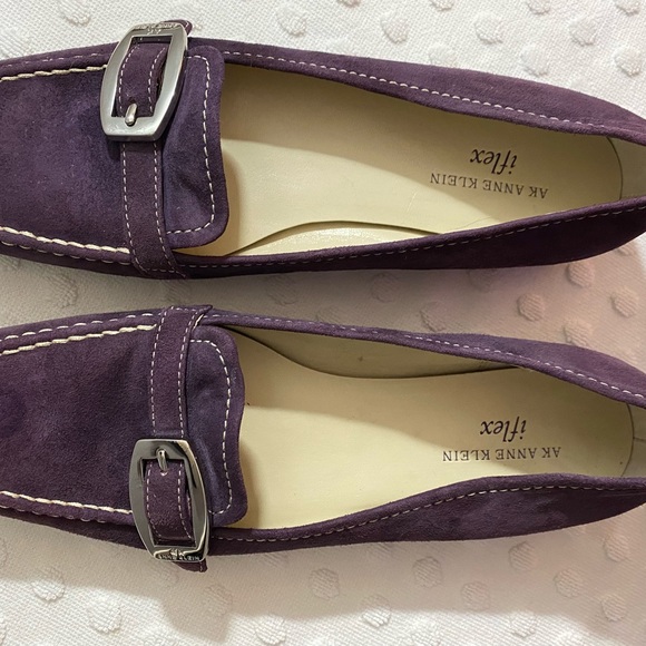 ANNE KLEIN iFlex Purple Suede Leather Loafers Slip On Shoes - Picture 6 of 16